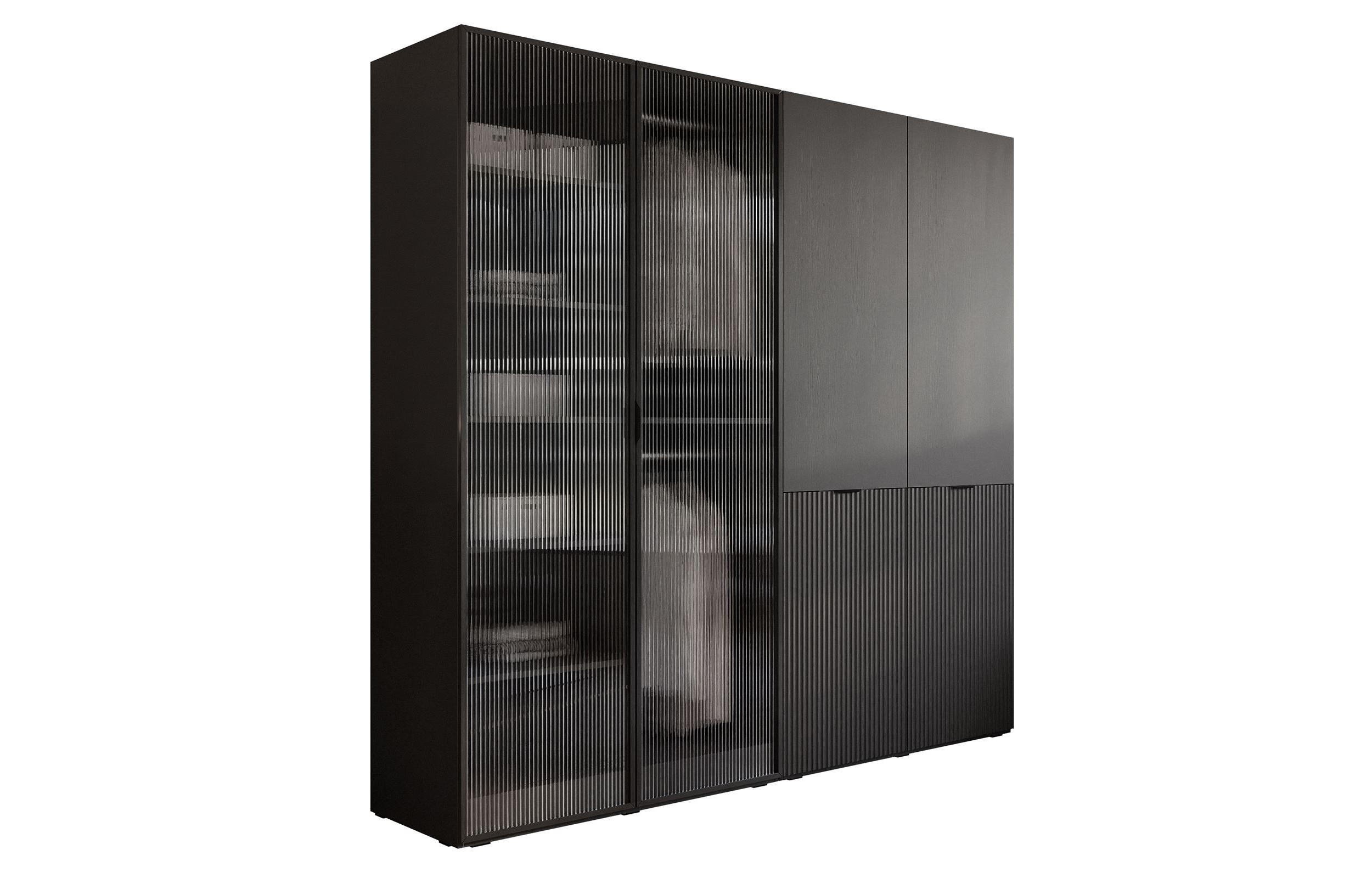 Lookway Kleiderschrank Schwarz, Transparent 202x200x49 cm