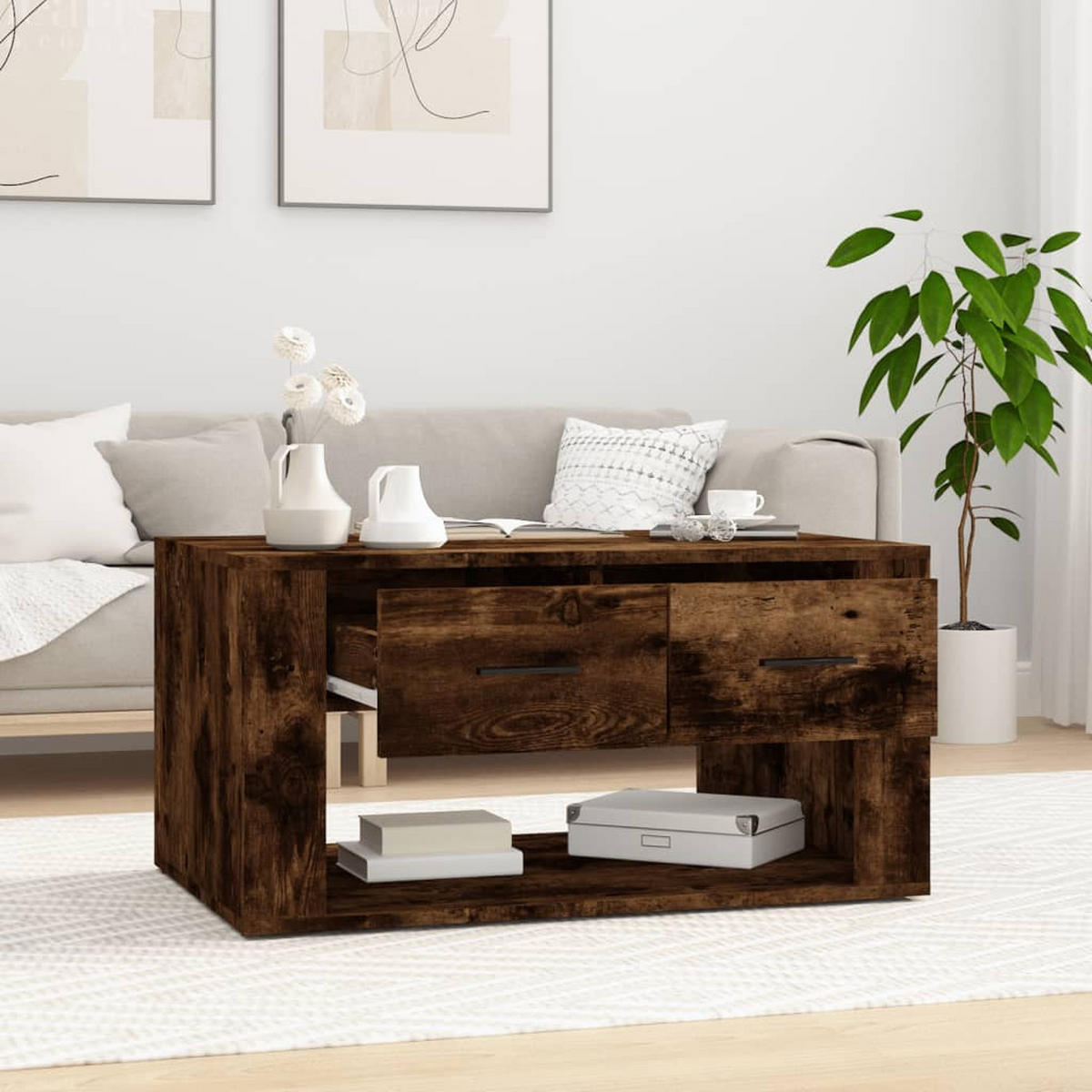 COUCHTISCH Räuchereiche 80x50x40 cm Holzwerkstoff - Braun, Holzwerkstoff (50/80/40cm) - furnicato