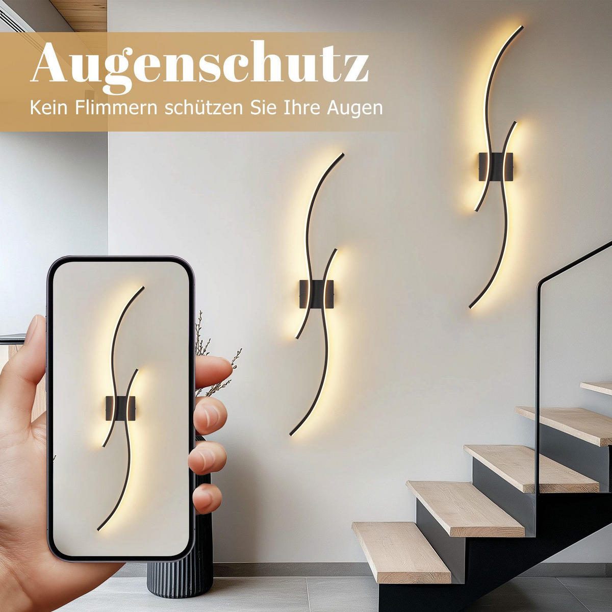 LED WANDLEUCHTE FRANKENHAUSEN II 101.5/13.5/4.9 cm - Schwarz, Metall (13.5/4.9/101.5cm) - Nettlife