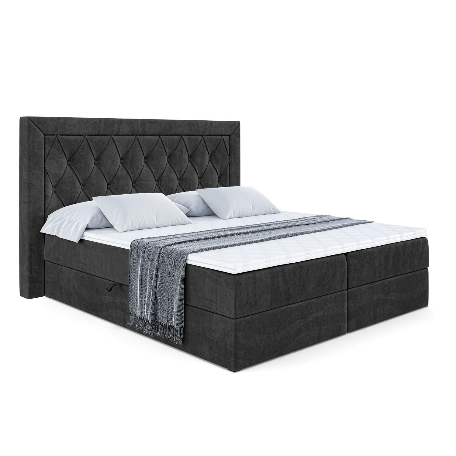 BOXBETT mit H4-Matratze und Lattenrost - NOEL - 180x200 Schwarz - Schwarz, Holzwerkstoff (180/200cm) - ALTDECOR