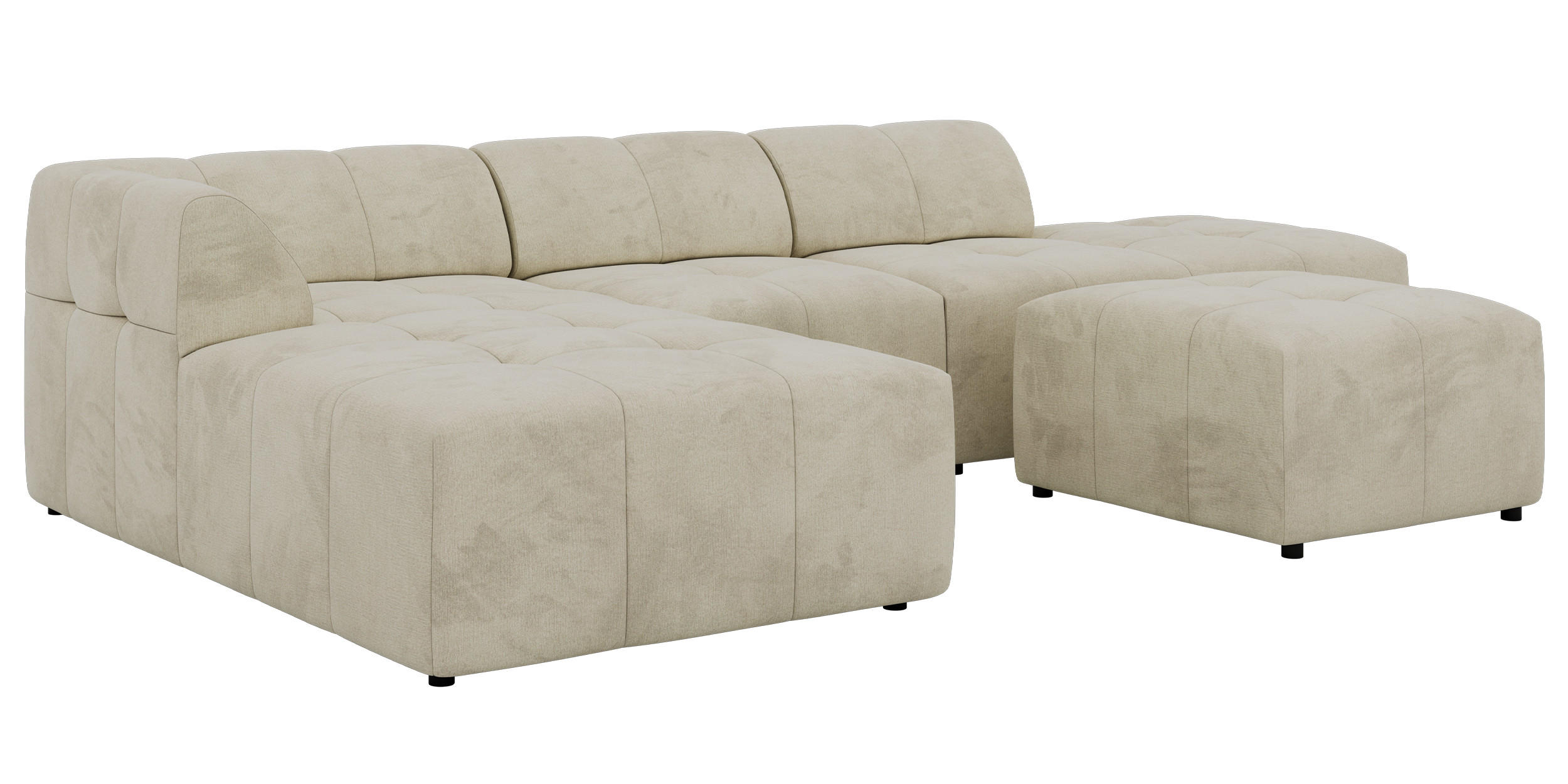 ROHOVÁ SEDAČKA GRIDA 4M L Béžová Samet - Vlevo - černá/béžová, textil/plast (335/176cm) - MKS