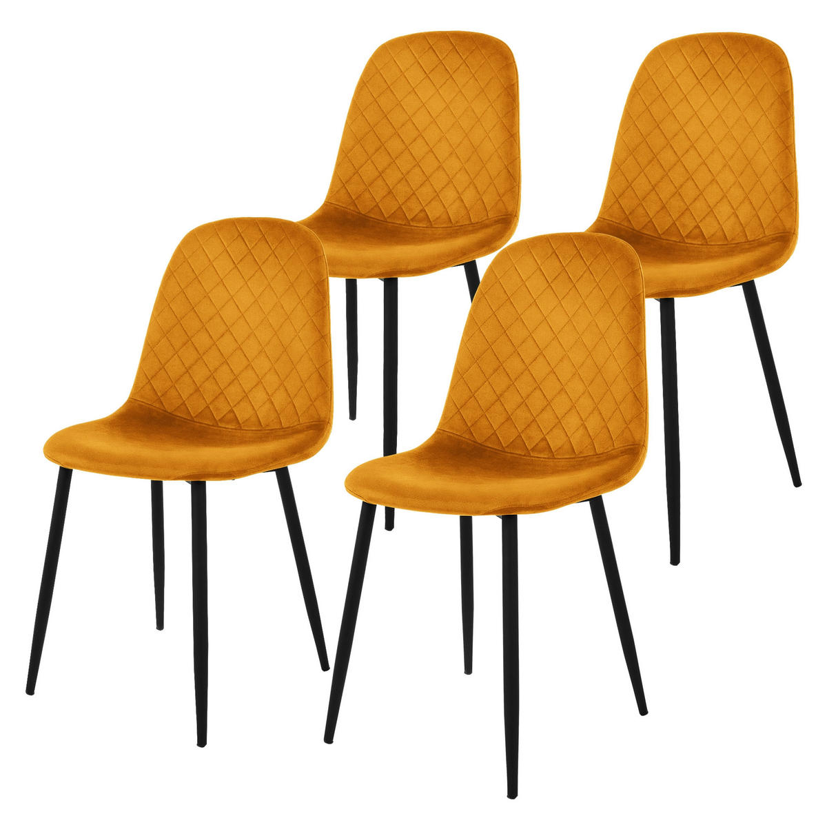 ESSZIMMERSTÜHLE 4er Set Senfgelb Samt - Gelb/Dunkelgelb, Textil/Metall (51/89/44cm) - ML-DESIGN