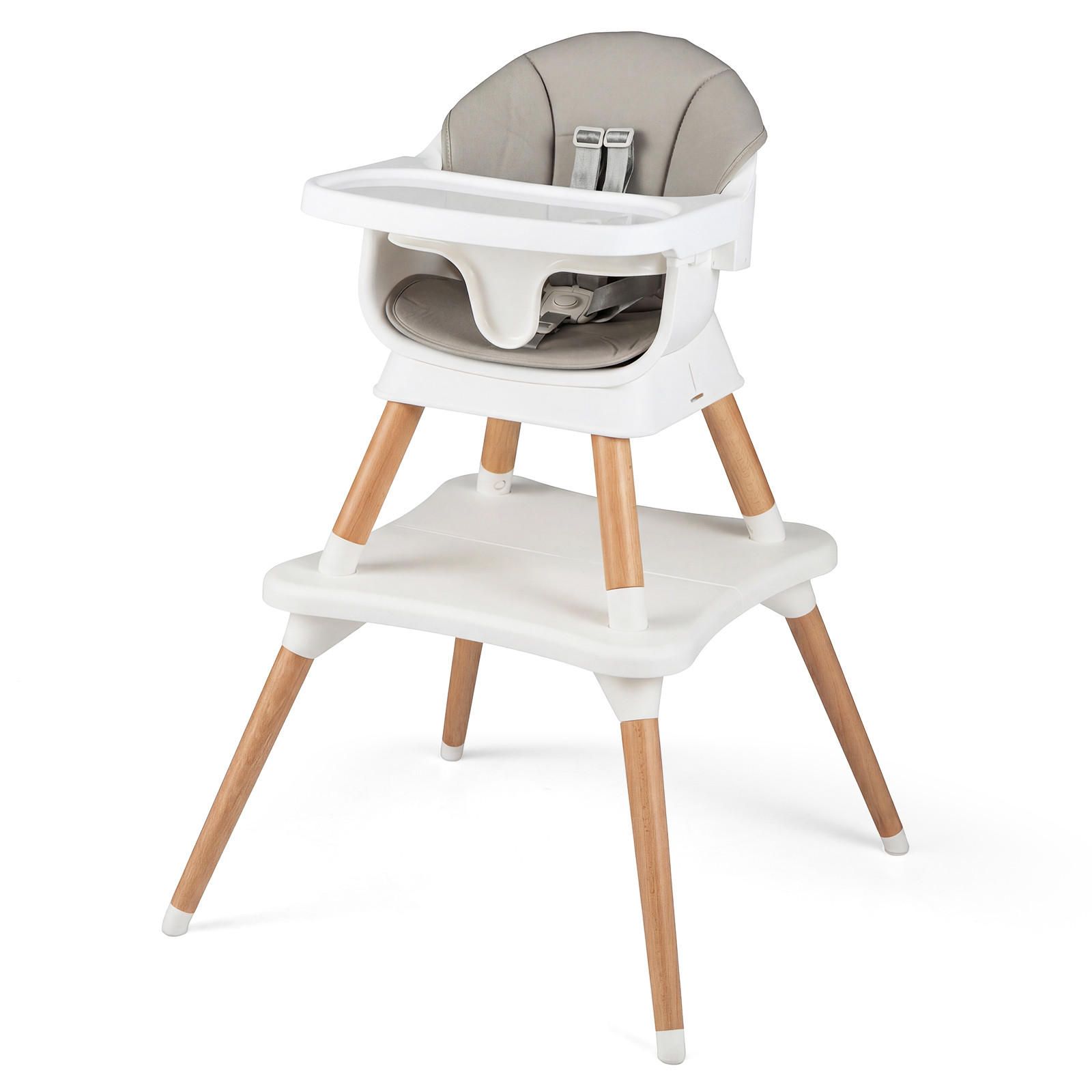 KINDERHOCHSTUHL mit Sitzerhöhung grau - Grau, Kunststoff (64/95/64cm) - COSTWAY