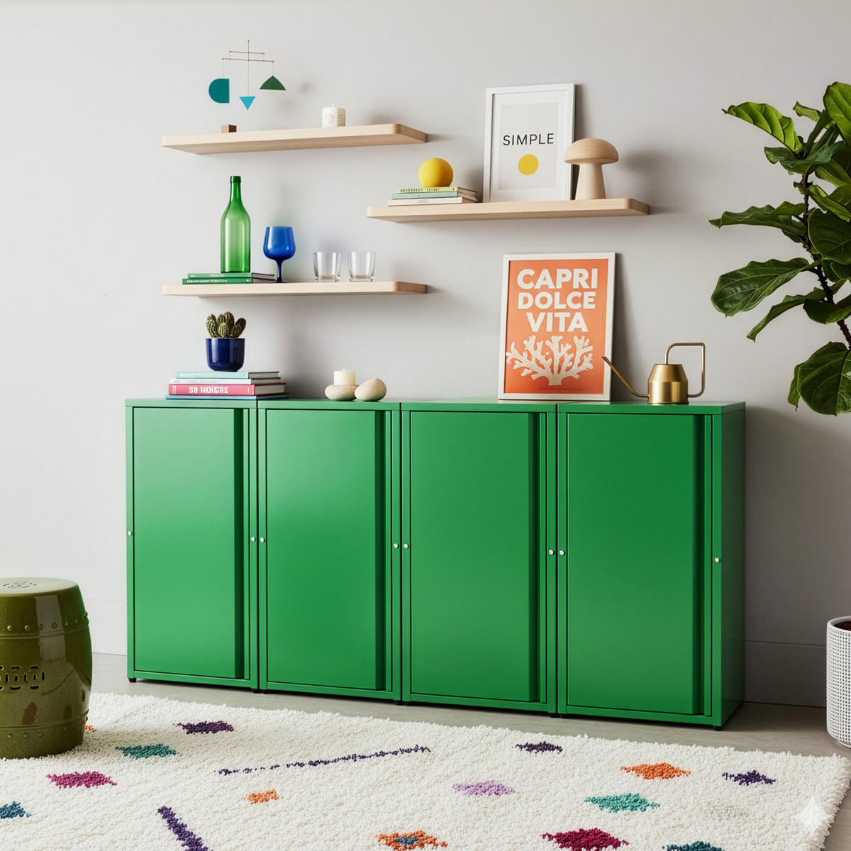 AKTENSCHRANK Burlöv - Grün, Metall (40/88/35cm) - [en.casa]