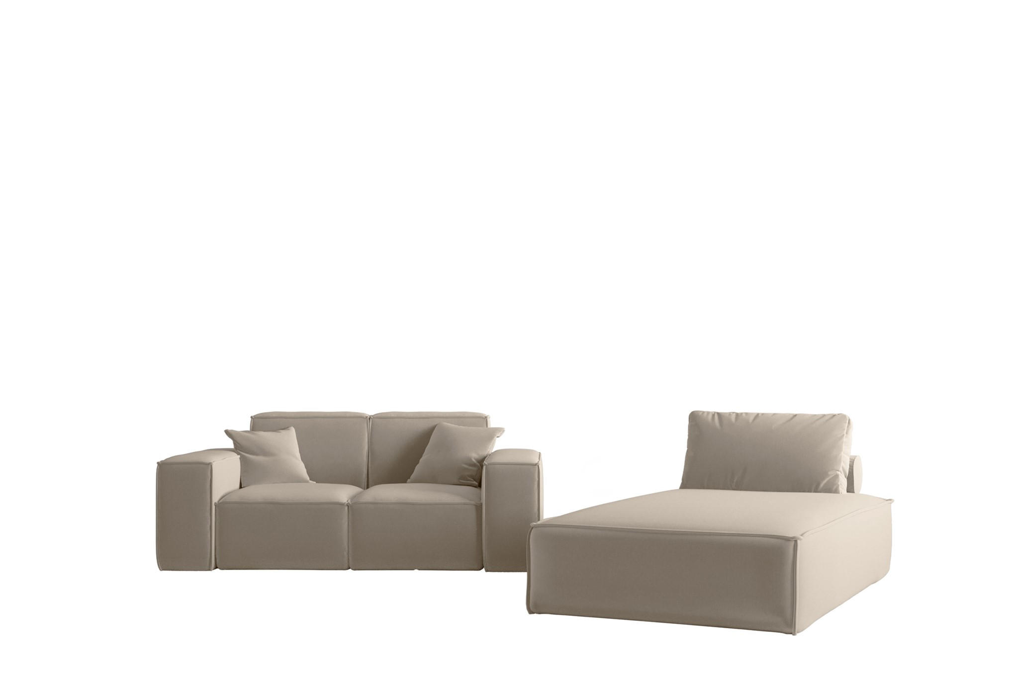 SOFA Sezlong Celes Premium 2er-set - Beige, Holzwerkstoff/Textil (110/95/194cm) - Fun Möbel