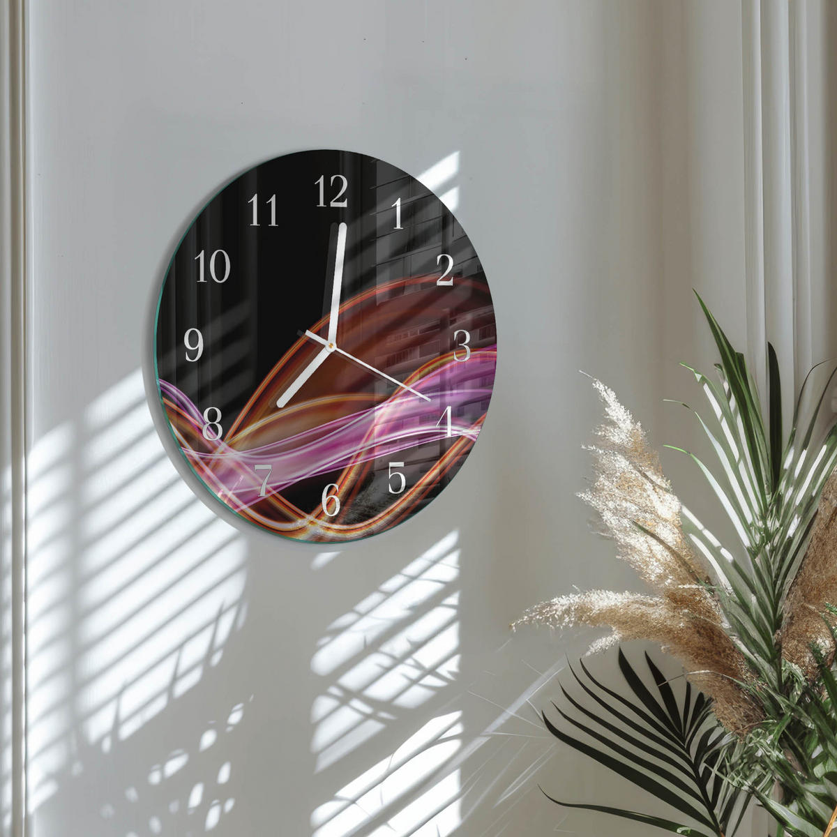 WANDUHR fi30 cm - Abstrakte Kunst - Lila, Glas (30/30/0.4cm) - TULUP