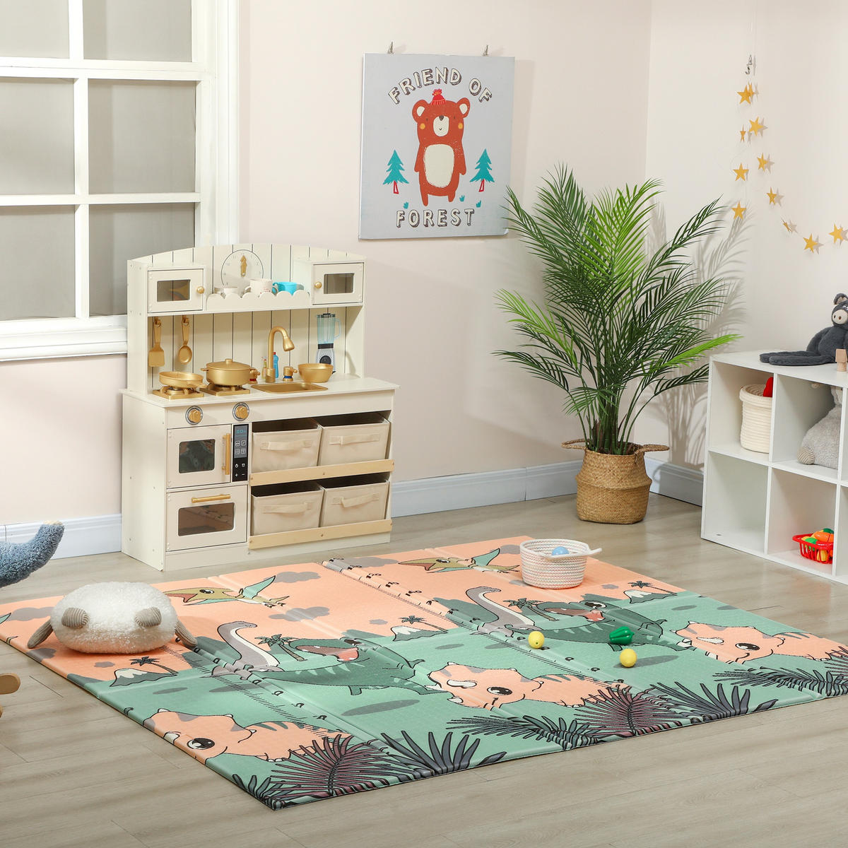 SPIELMATTE DE-18928 faltbarer Laufstall, 196x176 cm Multicolor - Multicolor, Kunststoff (176/196cm) - ComfortXL
