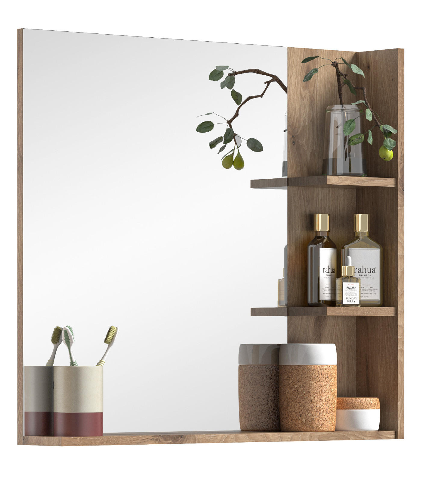 SPIEGEL Eiche 79 x 73 cm mit Ablageboden, Badspiegel - Eichefarben, Holzwerkstoff (79/73/14cm) - Inn.Furn