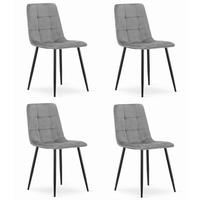 ESSZIMMERSTÜHLE 4er Set Hellgrau, Gepolsterte Sitzfläche, Metallbeine, Modernes Design - Grau, Textil (46/89/51cm) - Best For Home