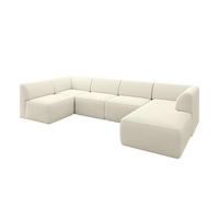 WOHNLANDSCHAFT Ottomane Rechts MOVO-L 345x180x78 cm Beige Bouclé - Hellbraun, Holzwerkstoff/Kunststoff (180/78/345cm) - ALTDECOR