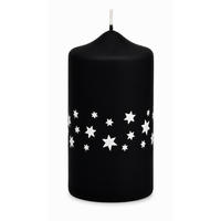 ADVENTSKERZEN Estrellas in Samtlook Schwarz 12 x 6 cm, 4er Set - Schwarz, Paraffin (6/12/12cm) - Kopschitz Kerzen