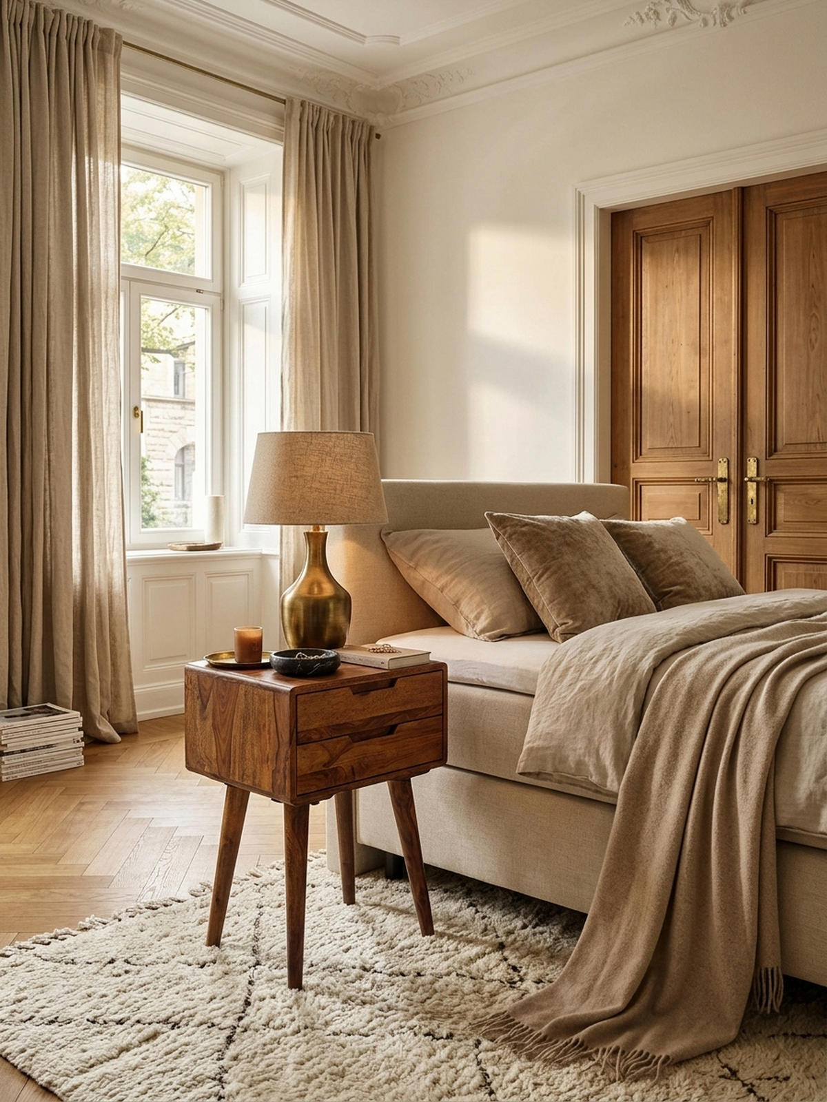NACHTTISCH – Massivholz, 47x66x36 cm, 2 Schubladen, Landhausstil - Braun, Holz (47/66/36cm) - KADIMA DESIGN