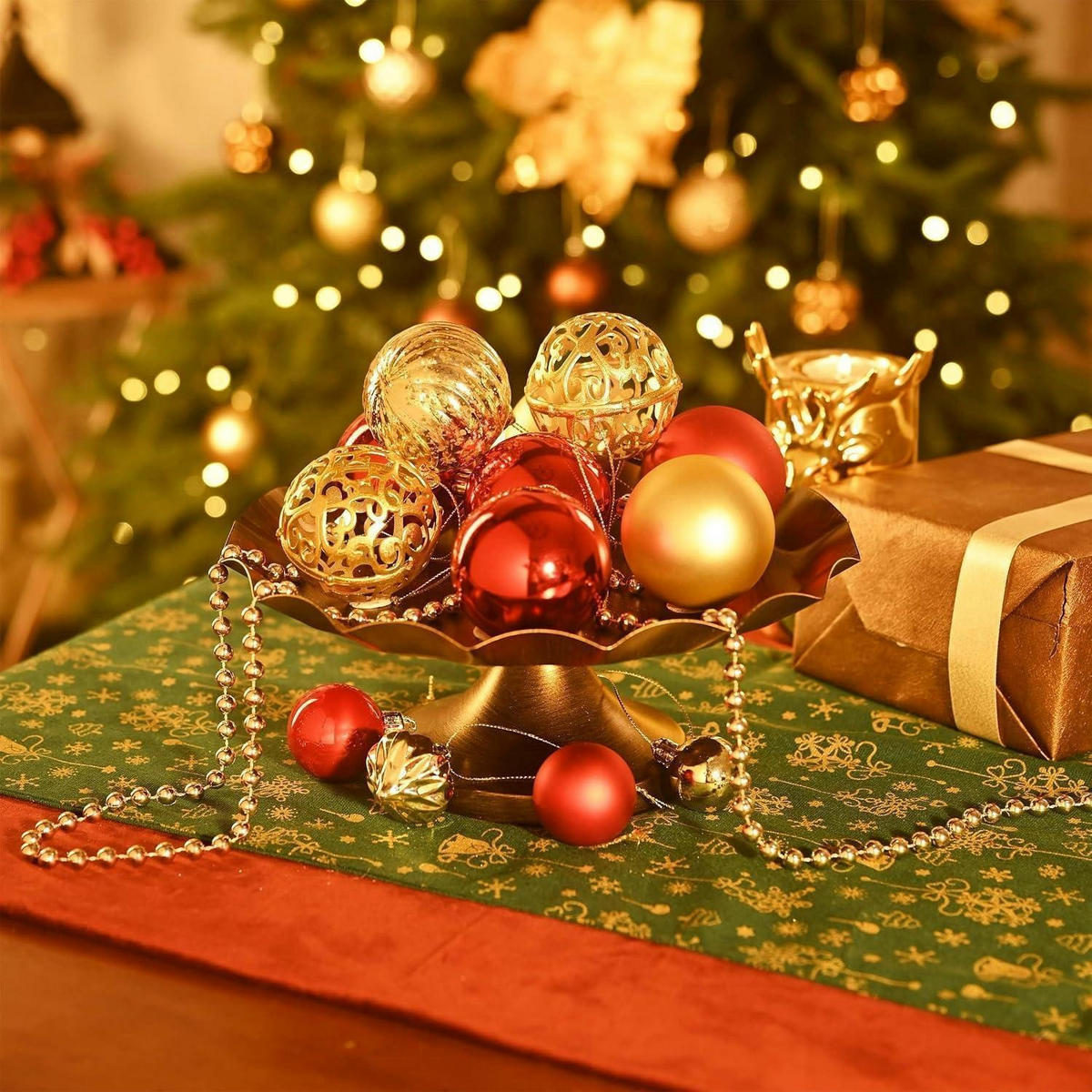 WEIHNACHTSKUGELN 100-teiliges Set Rot Gold - Multicolor, Kunststoff (6/6/6cm)