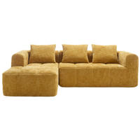 SOFA mit Chaiselongue 250 x 158 cm Chenille Gelb 3 Kissen - Gelb, Textil (250/158cm) - IVMEU