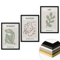 WANDBILDER 3er-Set - 40x60 cm Schwarzer Rahmen - Stilvolles Design mit Pflanzenmotiven - Schwarz, Kunststoff (40/60cm) - ArtPrintCave