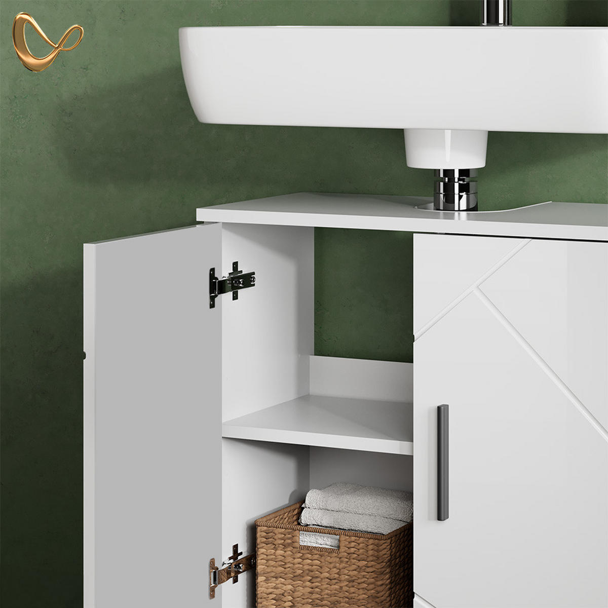 BADMÖBEL-SET Ronco Weiß Hochglanz 2 Teile, Unterschrank 60 cm - Weiß Hochglanz/Weiß, Holzwerkstoff (60/81/30cm) - Livinity®