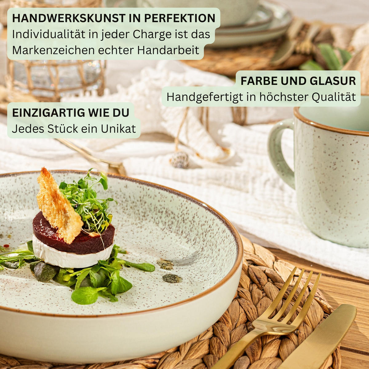 PASTASCHALEN SET RIO MINZE - 4 teilig aus Steingut - Grün, Keramik (17cm) - Sänger