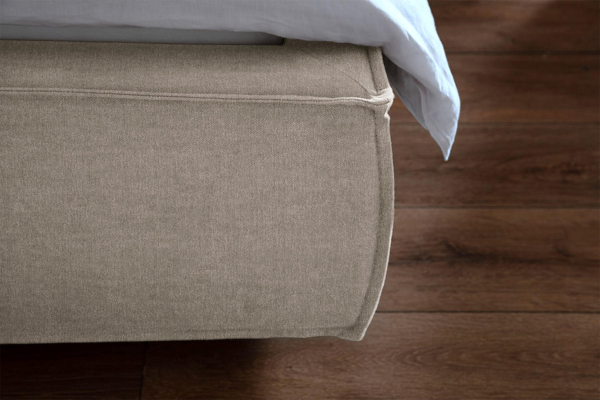 POLSTERBETT CARLO Taupe Massivholz - Taupe, Textil (140/200cm) - KAWOLA