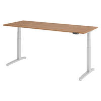 SCHREIBTISCH elektrisch XBHM 80/200/74 cm in Nussbaumfarben/Silberfarben - Silberfarben/Nussbaumfarben, Holzwerkstoff (80/200/74cm) - bümö