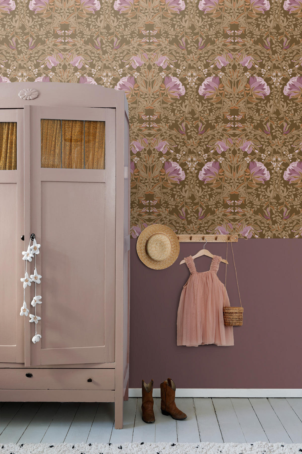 TAPETE Blumenmuster im Jugendstil 50 x 900 cm - Braun, Papier (50/900cm) - ESTAhome