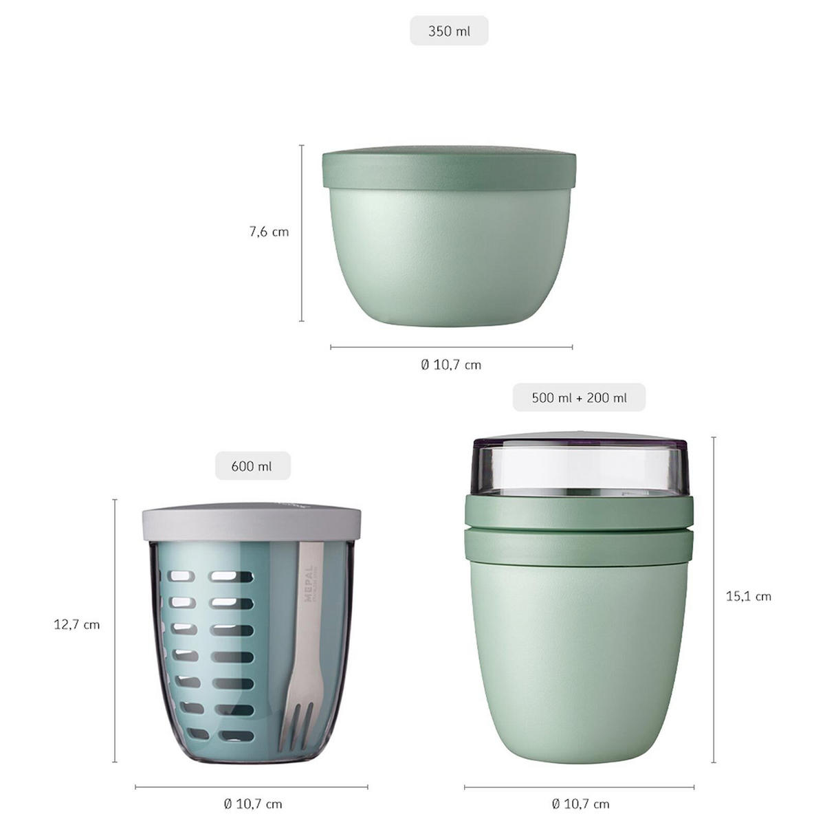 LUNCHPOT, FRUITPOT UND SNACKPOT Ellipse Nordic Blue 3er Set - Hellblau, Kunststoff (1/1/1cm) - Mepal