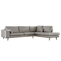 ECKSOFA mit Ottomane - Eichefarben/Graubraun, Eichenholz/Textil (287/219cm) - home24