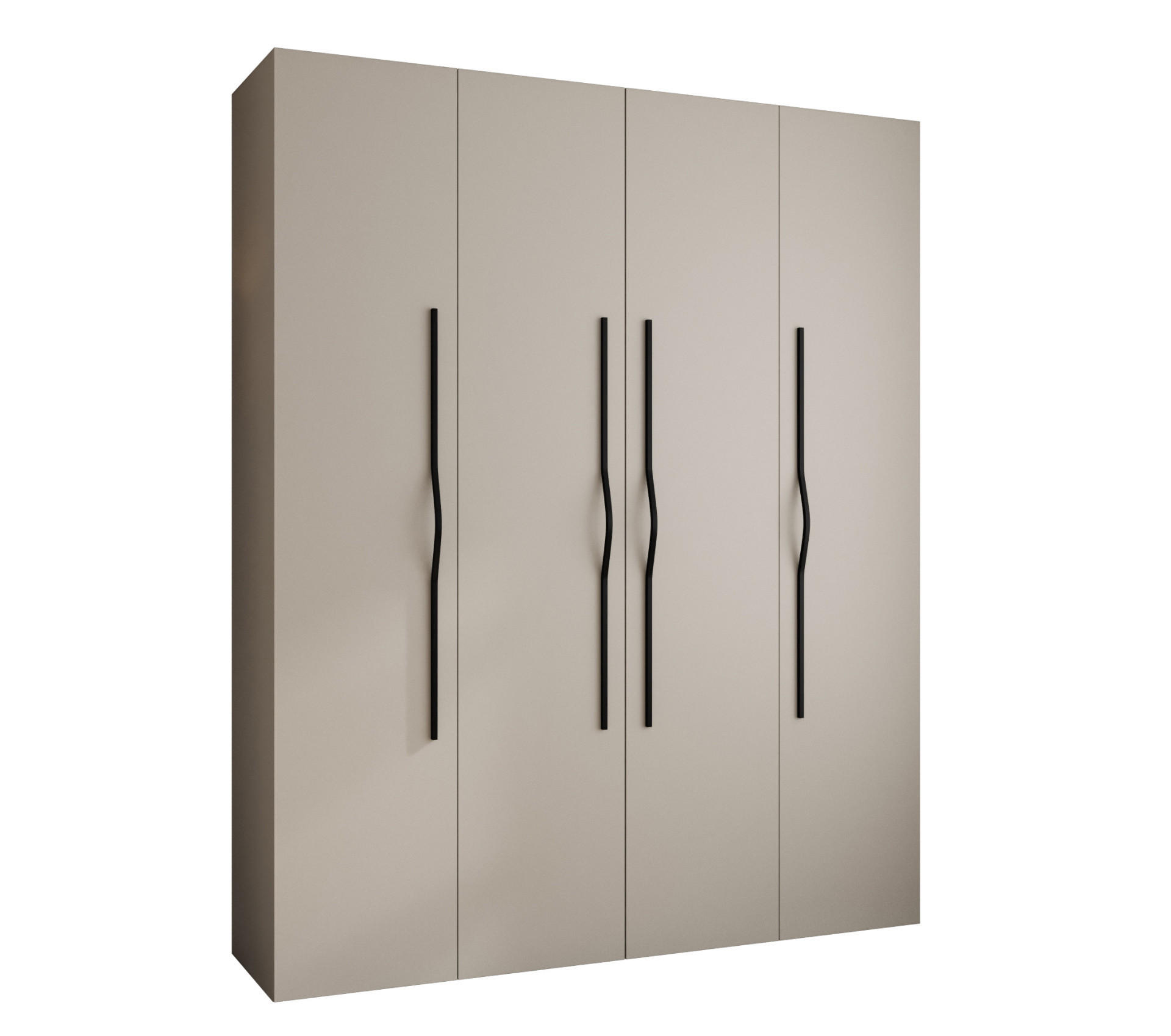 DREHTÜRENSCHRANK 245,5/200/50 4-türig - Kaschmir/Schwarz, Holz/Metall (200/245.5/50cm) - Abiks Möbel