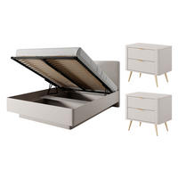 SCHLAFZIMMER-SET Lante beige 3-teilig mit Metall-Lattenrahmen - Beige, Holz/Metall (160/200cm) - Feldmann-Wohnen