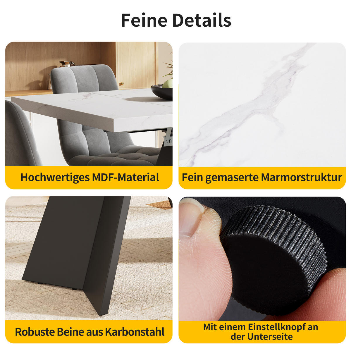 ESSTISCH weiß und schwarz 159/74/77 cm - Schwarz/Weiß, Holz/Metall (74/159/77cm) - Urban Meuble