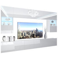 WOHNZIMMERWAND mit LED-Beleuchtung TV-Schrank Weiß - Weiß, Holz (300/180/36cm) - B BELINI GROUP