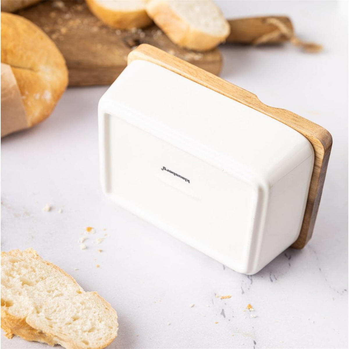 BUTTERDOSE Weiß 15.5/11/6.5 cm KB7785 - Weiß, Holz (11/6.5/15.5cm) - Klausberg 