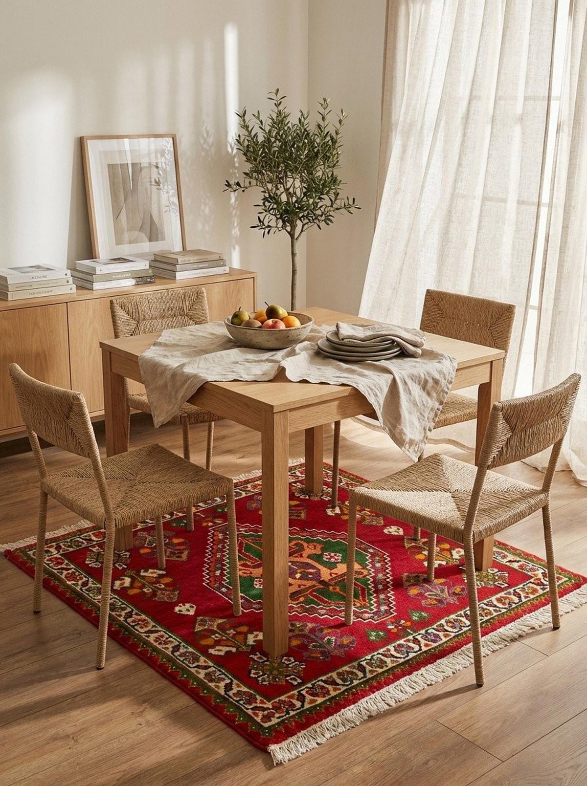 TEPPICH Gashgai Rot 50/50 cm Schurwolle - Rot, Textil (50/50cm) - Looma