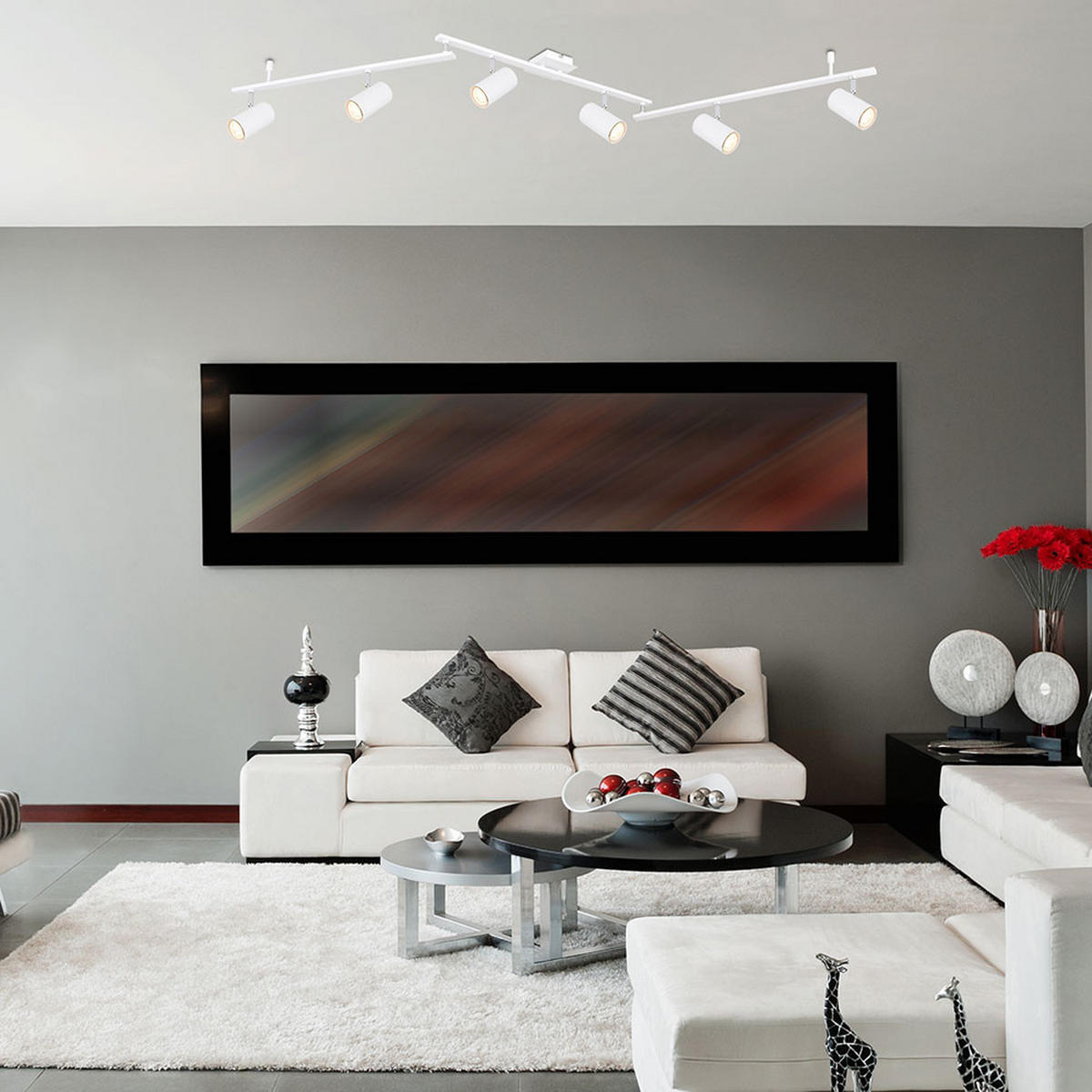 LED DECKENLEUCHTE Robby Metall Weiß - Weiß, Metall (180/10/18.5cm) - Globo Lighting