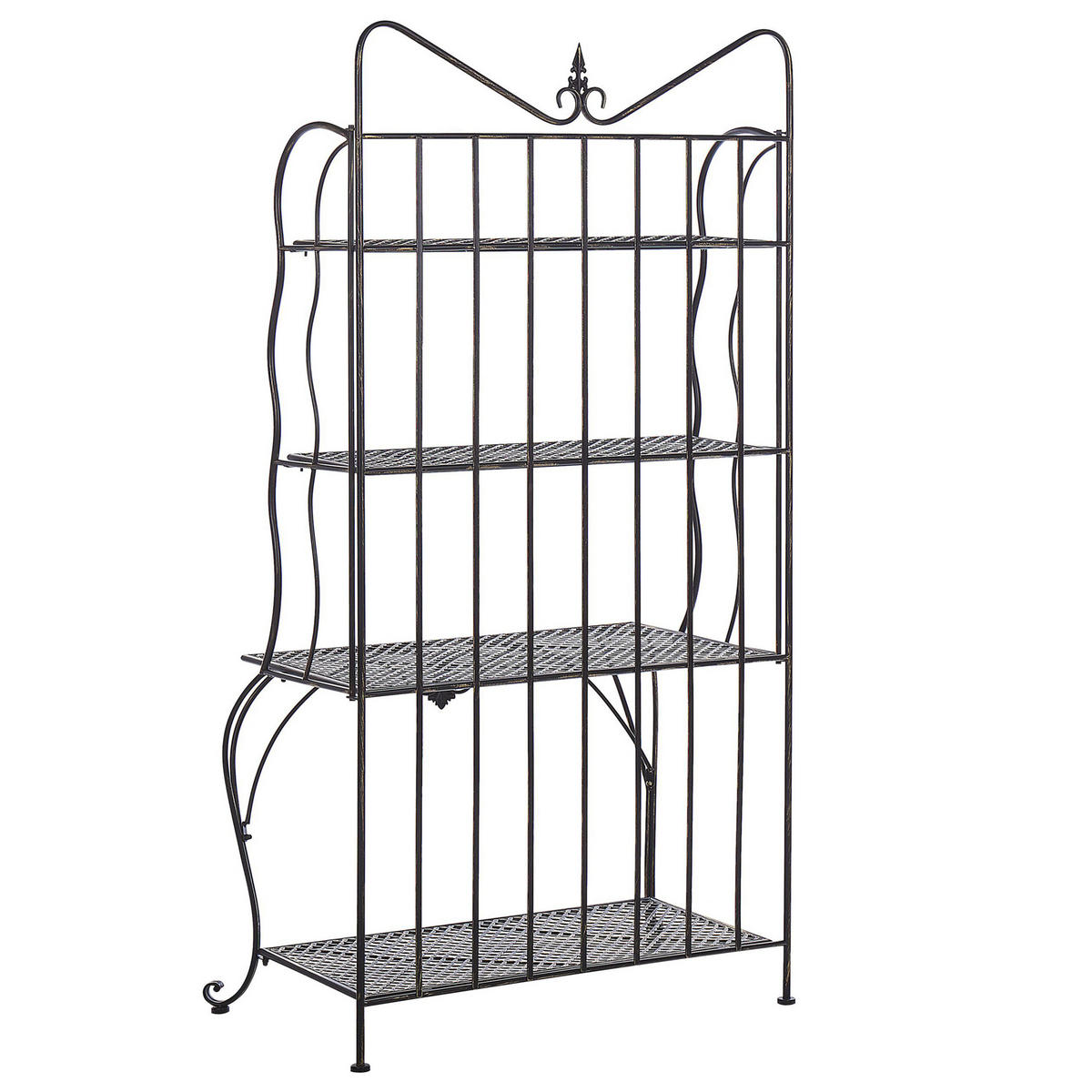 GARTENREGAL schwarz Metall 4 Ablageflächen klappbar Pavona - Schwarz, Metall (94/170/50cm) - Beliani