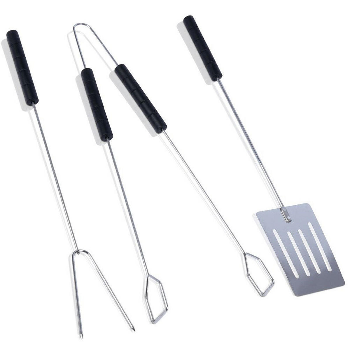 GRILLBESTECK-SET verchromt 3-teilig Silberfarben - Silberfarben, Metall (38cm) - BBQ Collection