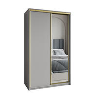 SCHWEBETÜRENSCHRANK TAVI 120/205/60 cm 2-türig mit Spiegel Graphitfarben - Graphitfarben, Holzwerkstoff (120/205/60cm) - MASSENO