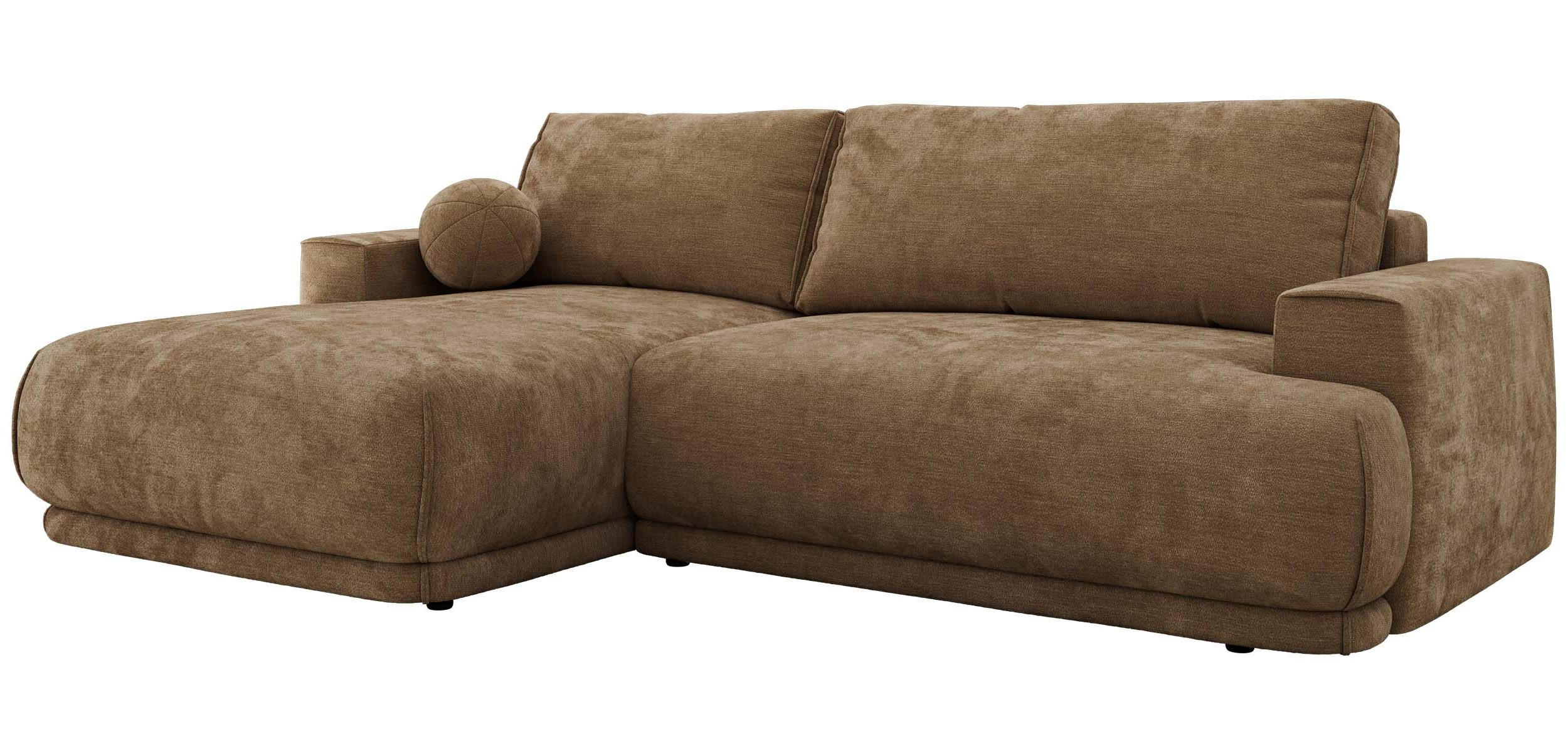 ECKSCHLAFSOFA RINA L Braun Schenille glatt - links - Schwarz/Braun, Kunststoff/Textil (267/170cm) - MKS