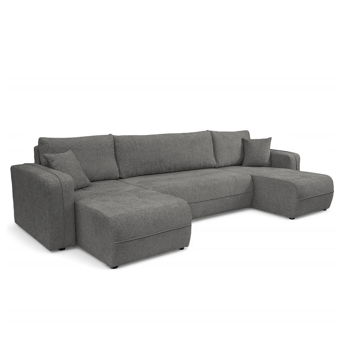 WOHNLANDSCHAFT - Anthrazit/Schwarz, Kunststoff/Textil (312/82/145cm) - home24