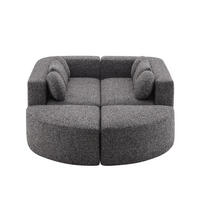 WOHNLANDSCHAFT mit Schlaffunktion und modularer Gestaltung aus Chenille - Schwarz, Textil (292/68/165cm) - EVRYAE