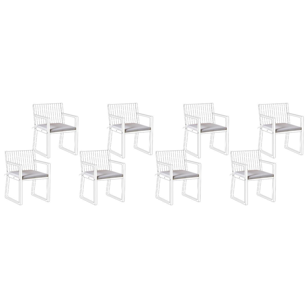 GARTENSTUHLKISSEN 8er-Set Hellgrau 46/46 cm Sassari Premium - Hellgrau, Textil (46/5/46cm) - Beliani