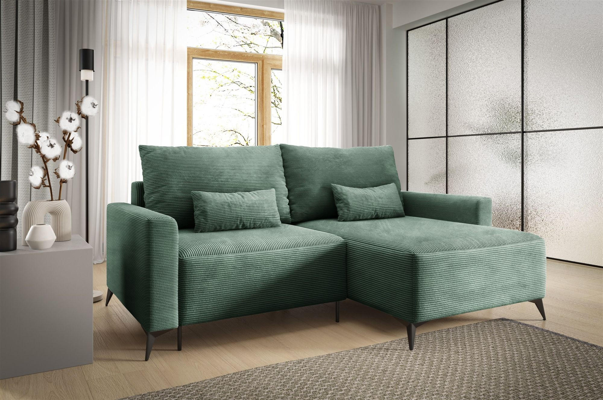ECKSOFA Silves Mit Schlaffunktion - Grün, Holzwerkstoff/Textil (239/148cm) - Fun Möbel