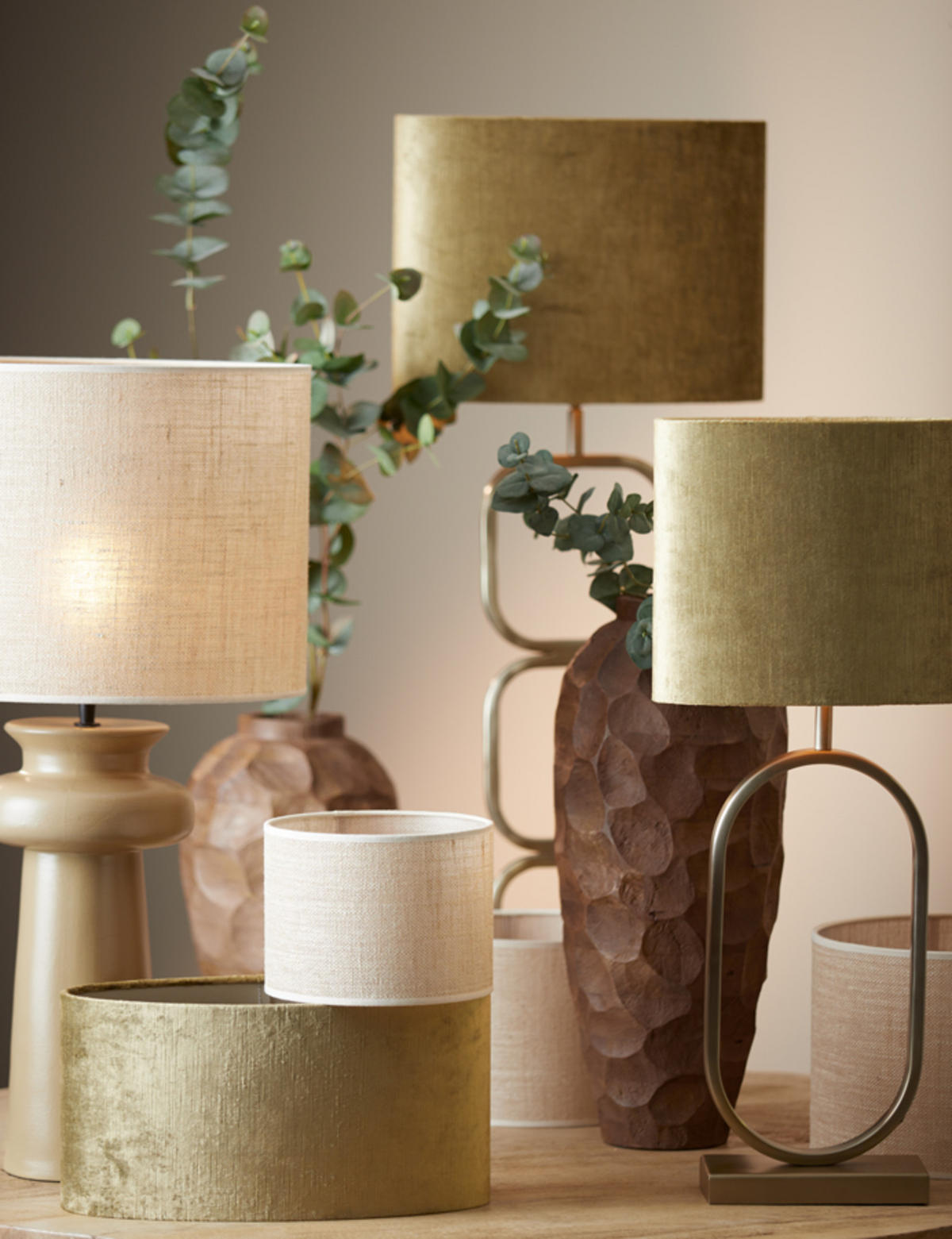 LAMPENSCHIRM Sendai Braun Ø30/21 cm - Braun, Textil (30/30/21cm) - Light & Living