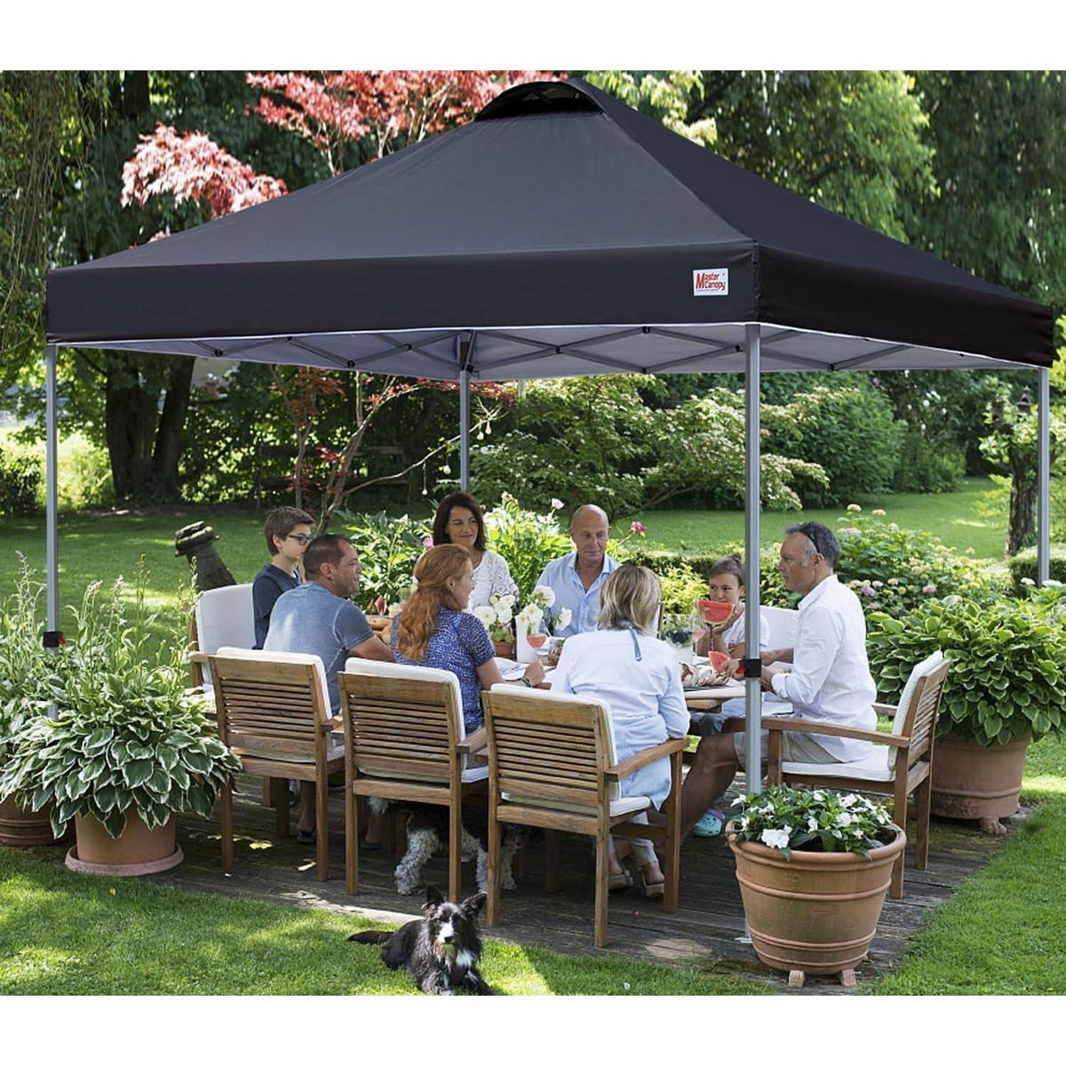 PAVILLON 2,5 x 2,5 m Schnellaufbau 3-fach höhenverstellbar Schwarz - Schwarz, Textil (250/206/250cm)