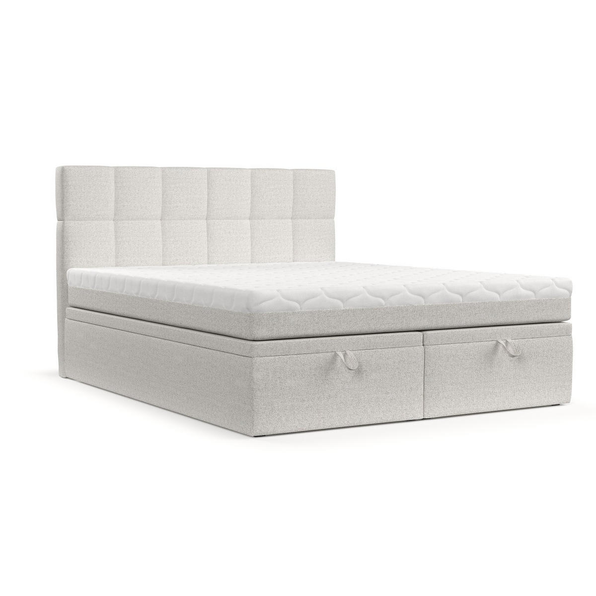 BOXBETT Elano 160/200 cm Hellbeige im Riva Stoff - Sandfarben/Schwarz, Holz/Holzwerkstoff (160/200cm) - AltaBeds