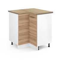ECKUNTERSCHRANK R-Line Sonoma 75.6 cm, AP Eiche - Weiß/Sonoma Eiche, Holzwerkstoff (75.6/81.6/60cm) - Vicco