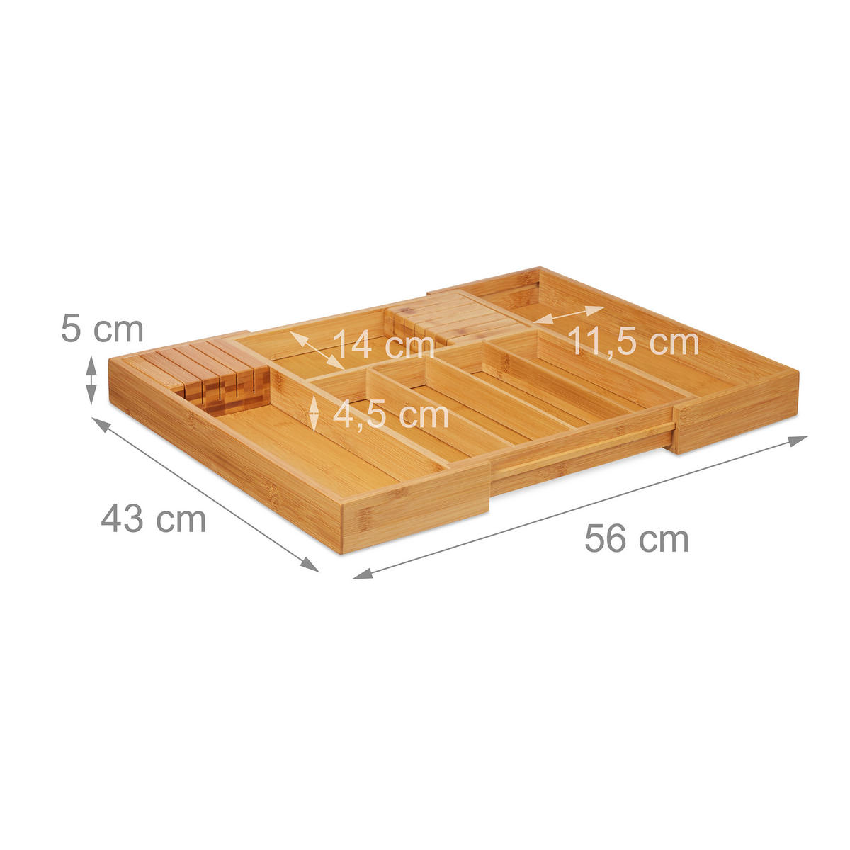 BESTECKKASTEN - Hellbraun, Holz/Holzwerkstoff (56/5/43cm) - Relaxdays
