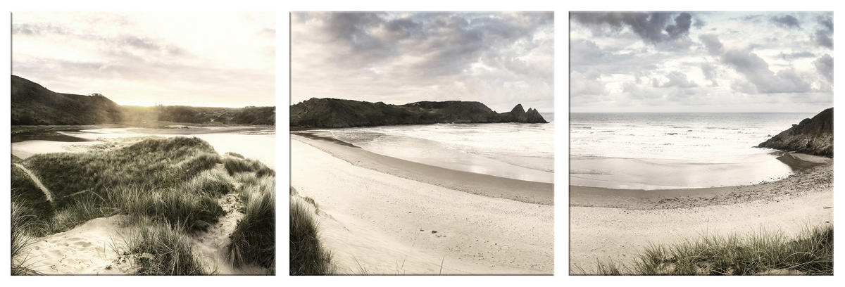 BILDER-SET aus Glas je 50x50 cm maritime Landschaft - Beige, Glas (150/50cm) - artissimo