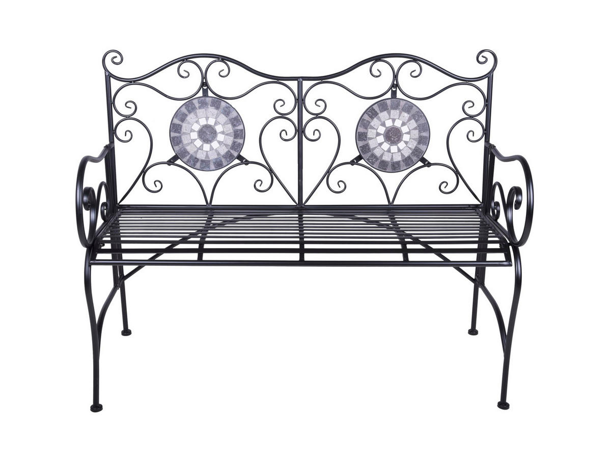 GARTENBANK Tino Terrassenbank - Schwarz, Metall (53/90.5/116cm) - DELUKE