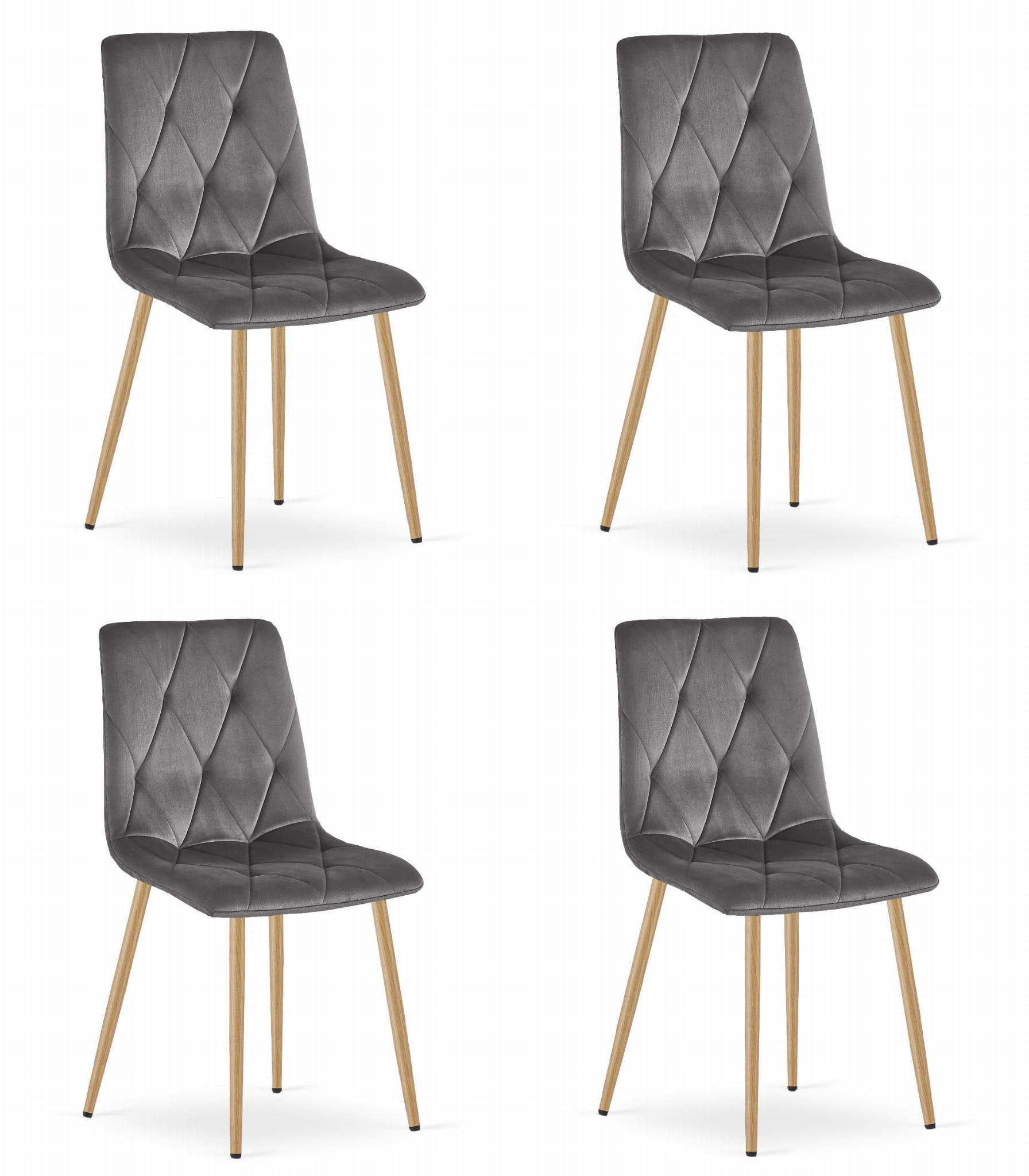 ESSZIMMERSTUHL 4-er Set TYRA dunkelgrauer Sitz, Beine in Holzfarbe - Dunkelgrau/Eichefarben, Textil (44.5/87/54.5cm) - Valora