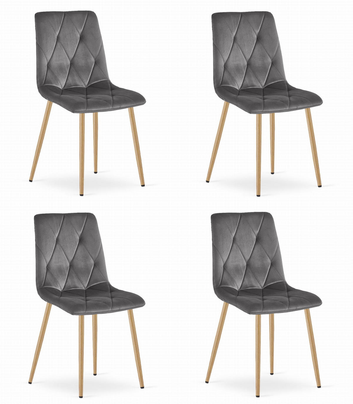 ESSZIMMERSTUHL 4-er Set TYRA dunkelgrauer Sitz, Beine in Holzfarbe - Dunkelgrau/Eichefarben, Textil (44.5/87/54.5cm) - Valora